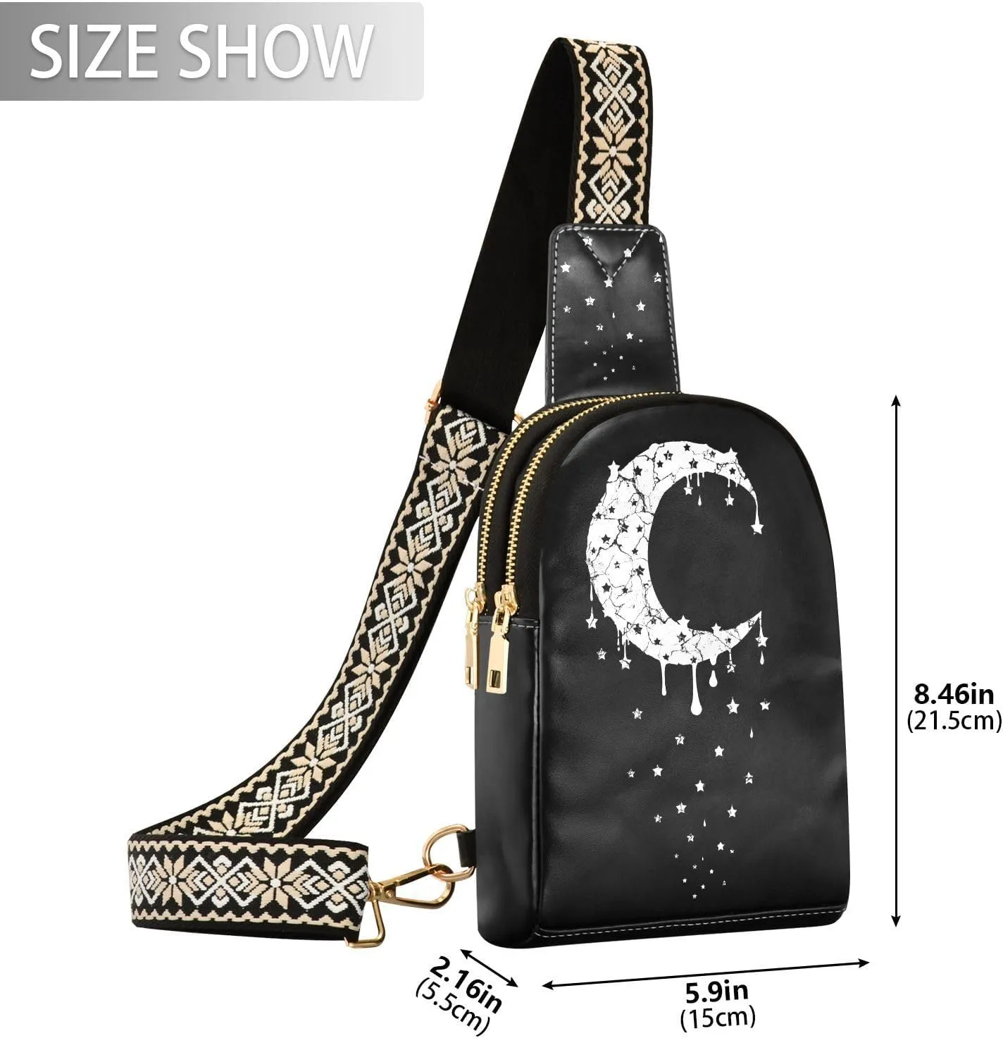 Crossbody Sling Bag for Women Leather Shoulder Chest Bag Small Fanny Pack for Hiking Travel