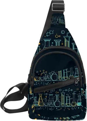 Crossbody Small Sling Bag Backpack for Women Men, Chemical creative outline horizontal ban (3) Chest Daypack Crossbody Travel Sports Hiking
