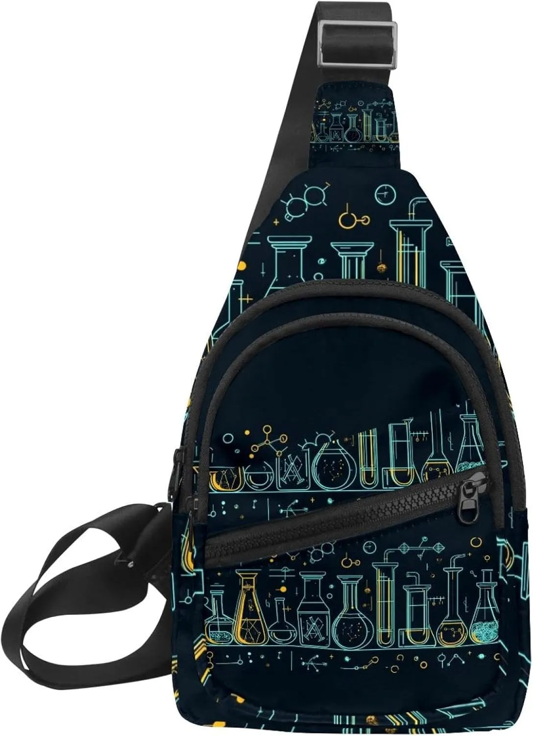 Crossbody Small Sling Bag Backpack for Women Men, Chemical creative outline horizontal ban (3) Chest Daypack Crossbody Travel Sports Hiking