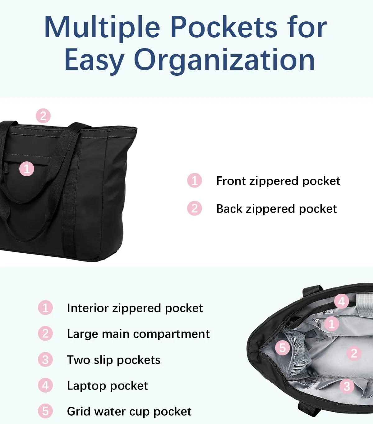 Crossbody Tote Bag for Women Medium Size Travel Tote Bags for Work with Zipper Shoulder Bag with Compartments
