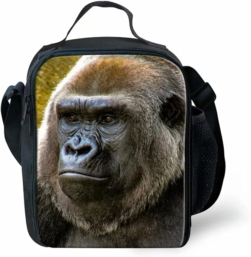 Cumagical Gorilla Print Lunch Box for Teen Boys Meal Lunch Tote Bag Shoulder Strap for Work/School/Picnic