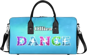 Custom Dance Bag Gym Bag Personalized Sport Duffel Bag Travel Weekender Bags Gymnastics Duffel Bag Blue Light