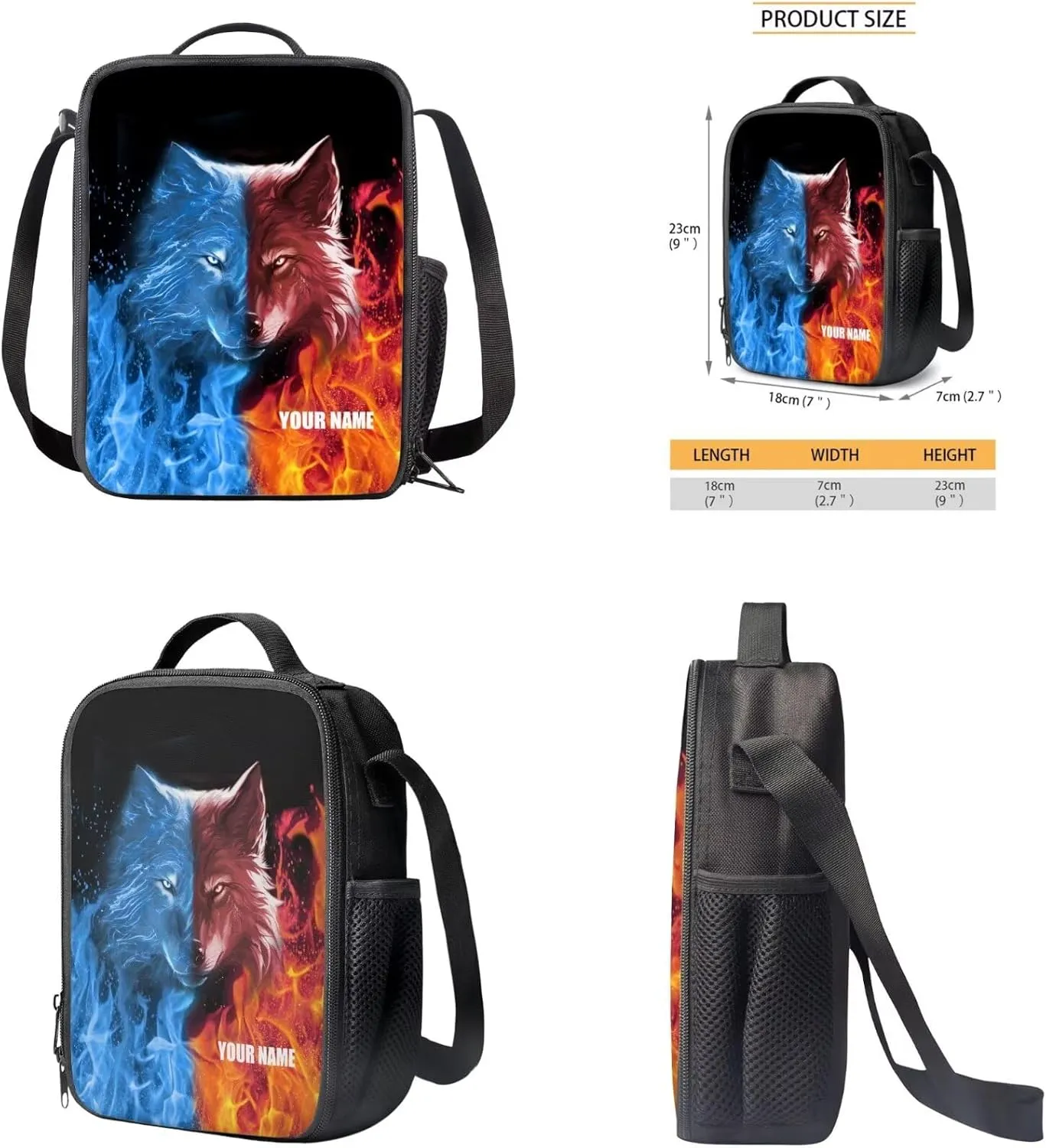 Custom Kids Flaming Wolf Backpack,Personalized Backpack with Name/Text Teen Book Bag Practical and Daycare Bag for Travel Can Be Purchased Separately Backpacks for Women Men