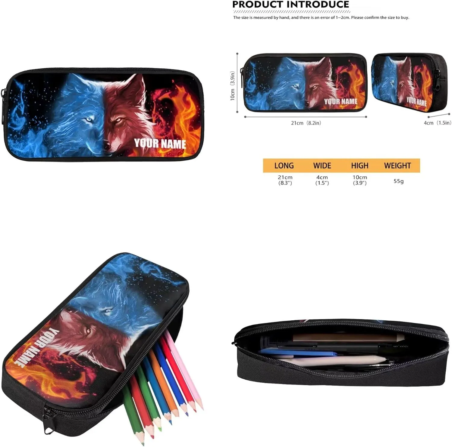 Custom Kids Flaming Wolf Backpack,Personalized Backpack with Name/Text Teen Book Bag Practical and Daycare Bag for Travel Can Be Purchased Separately Backpacks for Women Men