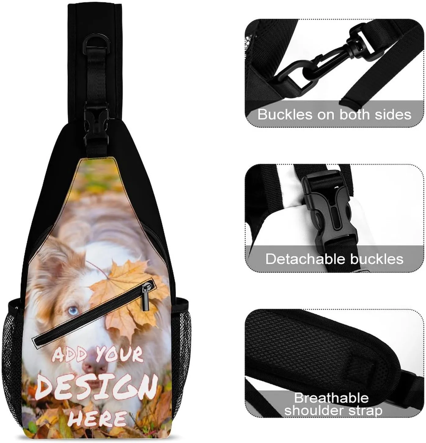 Custom Sling Bag,Custom Crossbody Shoulder Chest Bags With Image Text,Customizable Sling Bag Travel Daypack For Men Women