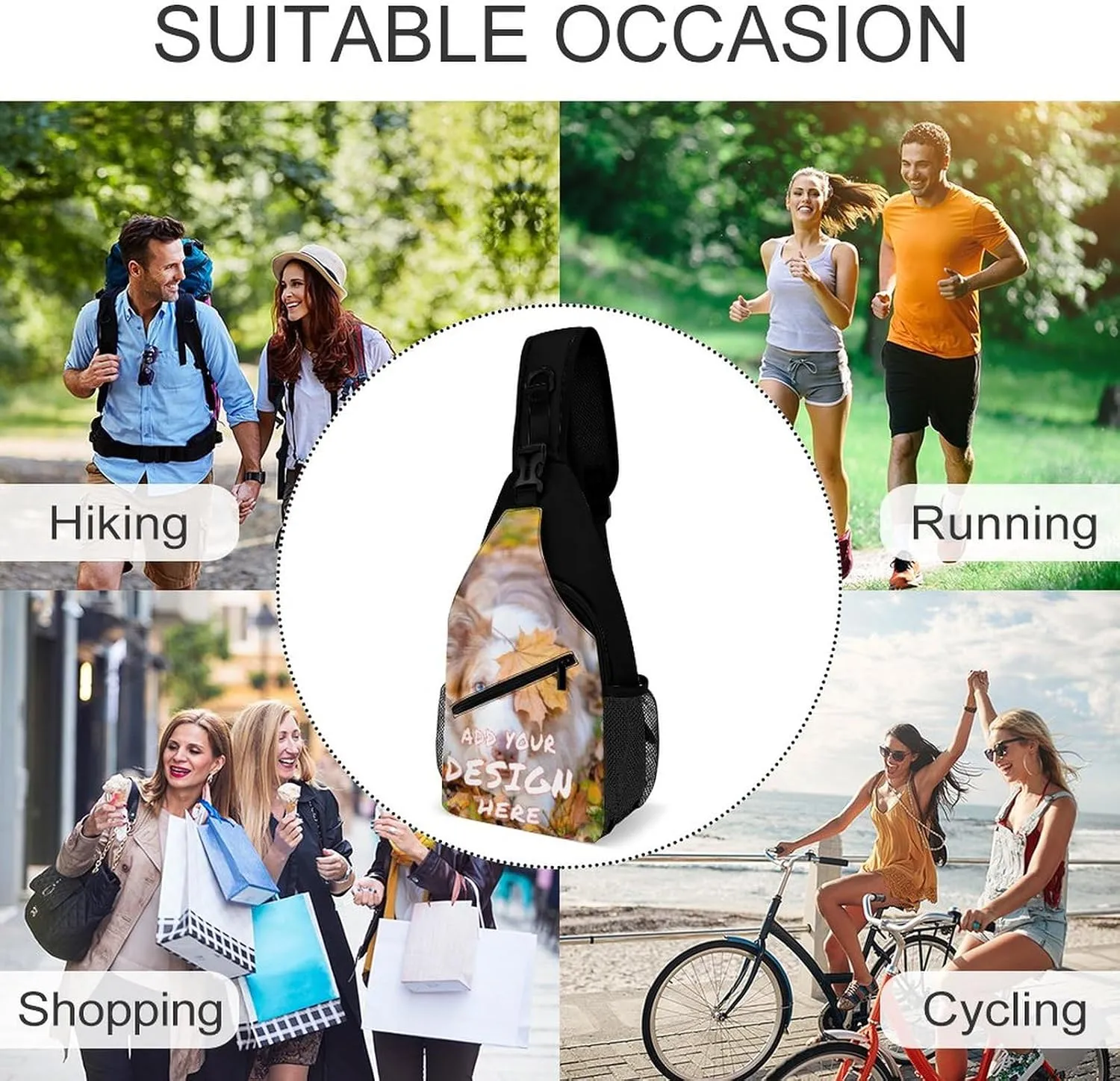 Custom Sling Bag,Custom Crossbody Shoulder Chest Bags With Image Text,Customizable Sling Bag Travel Daypack For Men Women