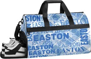 Custom Sport Gym Duffel Bag with Shoe Compartment Personalized Name Travel Overnight Bag Waterproof Customized Dance Bag Carry-On Tote, Blue Checked