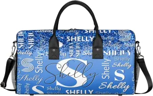 Custom Travel Duffle Bag for Men Women Personalized Waterproof Overnight Weekender Bag Foldable Travel Bag Large Sports Gym Bag Luggage Tote Bag, Blue Glitter