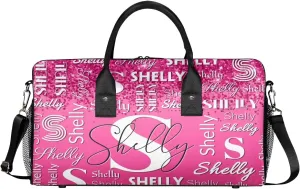 Custom Travel Duffle Bag for Men Women Personalized Waterproof Overnight Weekender Bag Foldable Travel Bag Large Sports Gym Bag Luggage Tote Bag, Dark Pink Glitter