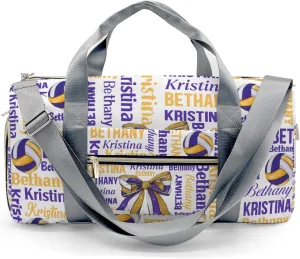 Custon Name Gym Sport Yoga Duffel Bag Sport Player Travel Bag, Volleyball Bow Sport Gym Bag Personalized Gift for Women Men Travel Hand Bag Carry on Bag