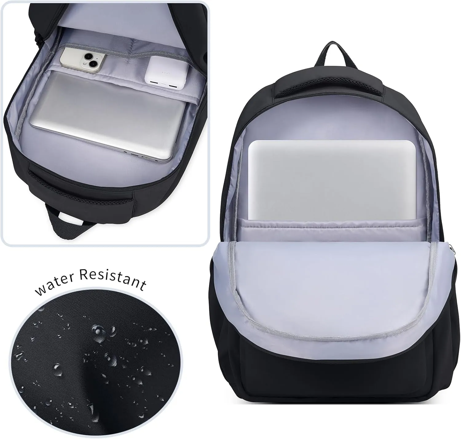 Cute Aesthetic Backpack for Girls,Kawaii Backpack for School, College Bookbag for Teens Women with Bear Pendant and Pins, Black