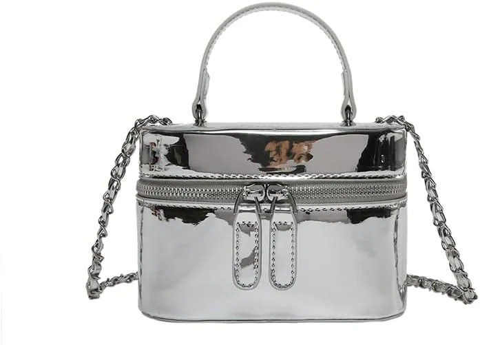 Cute Handbag Purse for Women, Sling Purse Aesthetic Grunge Top Handle Bag Fashion Y2K Shoulder Handbags Women Ladies (silver)