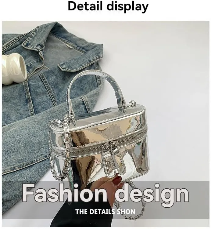 Cute Handbag Purse for Women, Sling Purse Aesthetic Grunge Top Handle Bag Fashion Y2K Shoulder Handbags Women Ladies (silver)