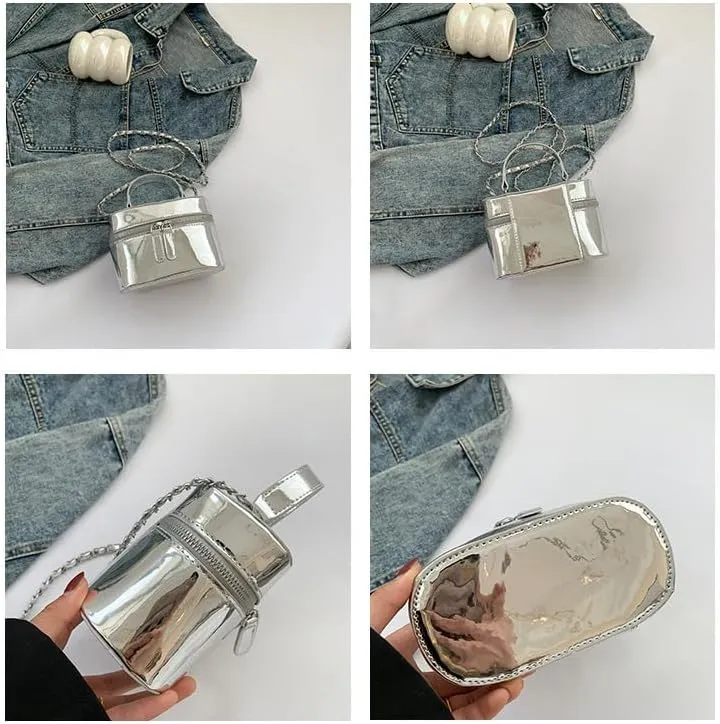 Cute Handbag Purse for Women, Sling Purse Aesthetic Grunge Top Handle Bag Fashion Y2K Shoulder Handbags Women Ladies (silver)
