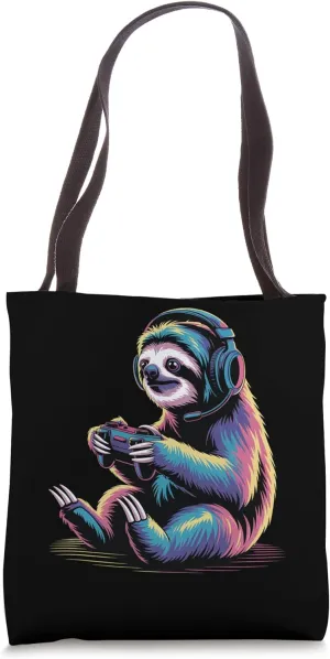 Cute Sloth Gaming Fun Tote Bag