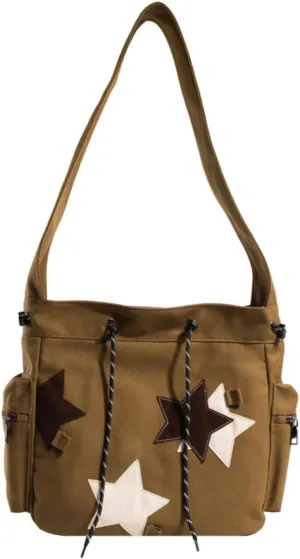Cute Star Messenger Bag, Y2k Crossbody Bag, Kawaii Purse Canvas Crossbody, Aesthetic Shouder Bag For Women