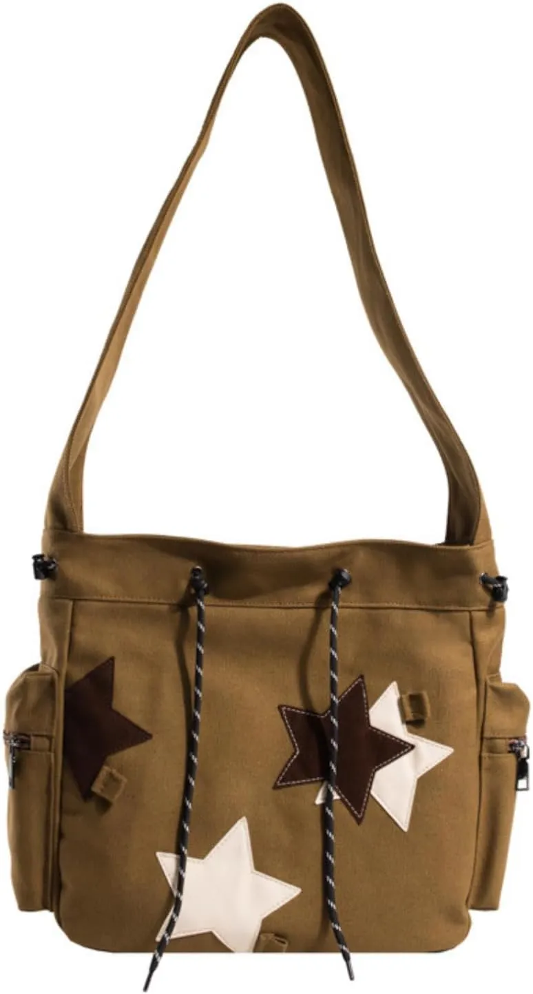 Cute Star Messenger Bag, Y2k Crossbody Bag, Kawaii Purse Canvas Crossbody, Aesthetic Shouder Bag For Women