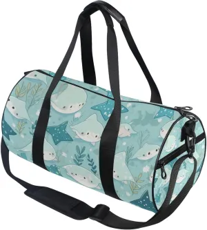Cute Stingray Fish Gym Duffle Bag Women Men Sports Fitness Bag for Travel Workout Gymnastics Dance Ballet