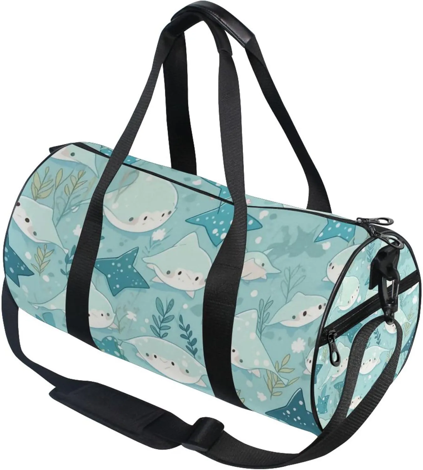 Cute Stingray Fish Gym Duffle Bag Women Men Sports Fitness Bag for Travel Workout Gymnastics Dance Ballet