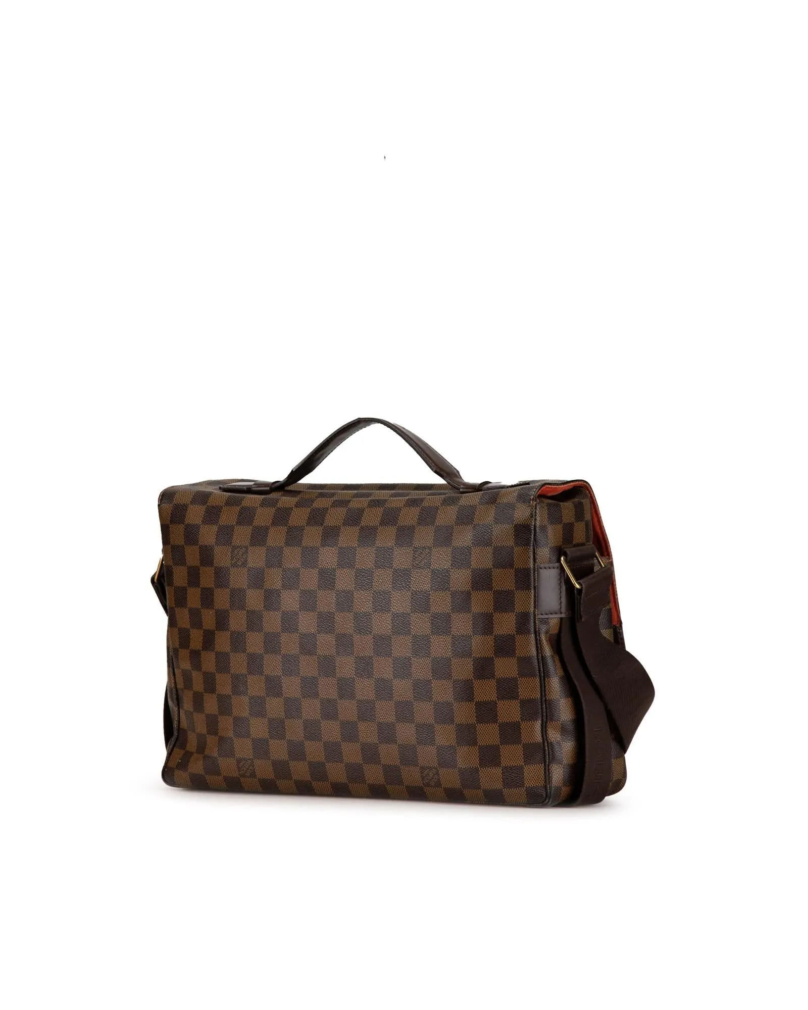 Damier Ebene Canvas Bag with Leather Trim and Adjustable Strap