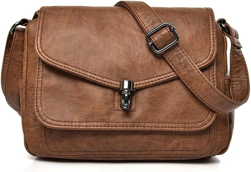 Designer Bag Lock Flap Shoulder Bag Ladies Soft Leather Messenger Bag