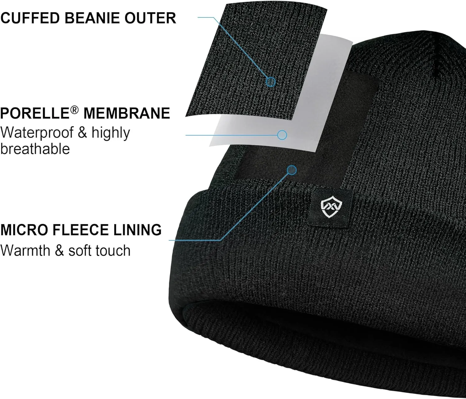 DexShell Waterproof Beanie for Men & Women, Windproof Thermal Winter Hat with Fleece Liner, Cuffed Knit Cap for Cold Weather