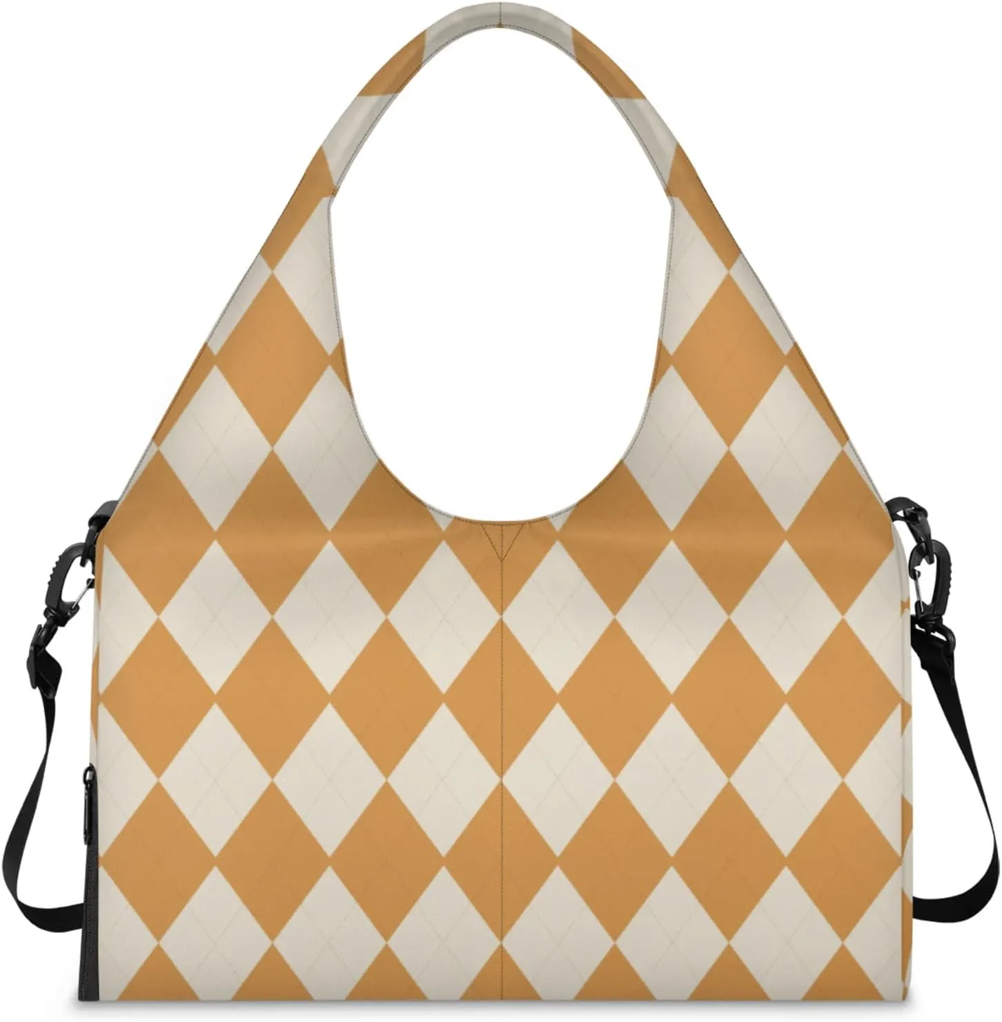 Diamonds Orange Pattern Gym Bag Yoga Mat Tote for Women with Shoes Compartment Lightweight Duffle Travel Carrier Wet Dry Storage Pockets Adjustable Pilates Mats Shoulder Bags for Sport Swim