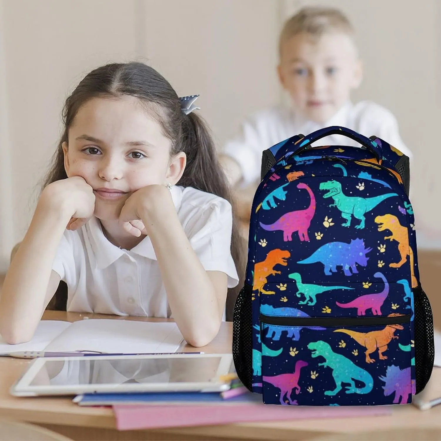 Dinosaur Backpack for Boys Girls, School Backpack for Kids, 17 Inch Kids Bookbag for Elementary Middle School, Funny, Colorful Durable Girls Dinosaur Backpacks