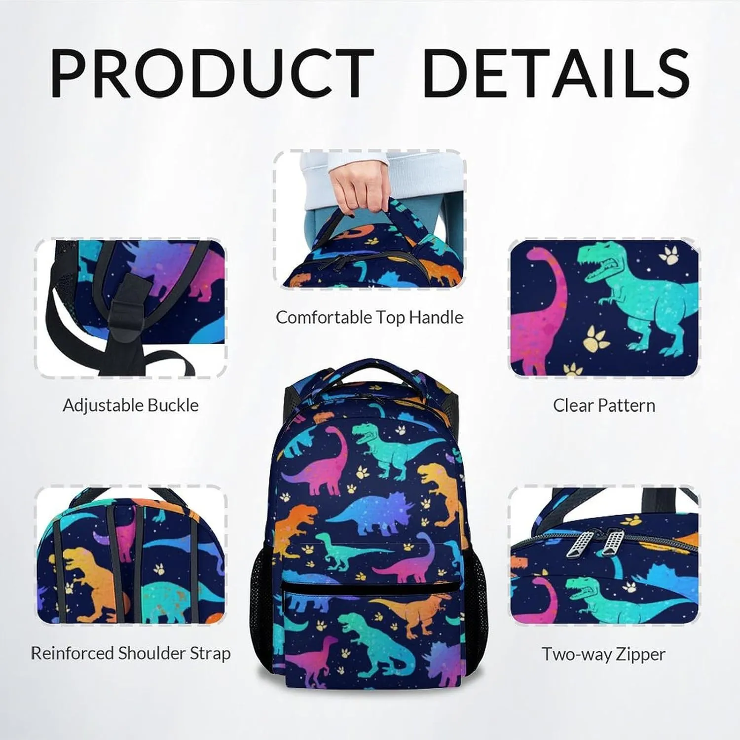 Dinosaur Backpack for Boys Girls, School Backpack for Kids, 17 Inch Kids Bookbag for Elementary Middle School, Funny, Colorful Durable Girls Dinosaur Backpacks