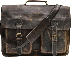 Distressed Hunter Buffalo Leather Laptop Messenger Bag Office Briefcase Crossbody Travel Bag Office Bag