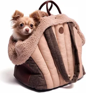 Dog Carrier Bag for Small Dogs – Cozy, Stylish, Secure Travel Tote for Chihuahuas, Yorkies, and Mini Breeds – Soft Wool Lining, Lightweight Design, Car Seat Compatible – Fits Pets up to 15 lbs