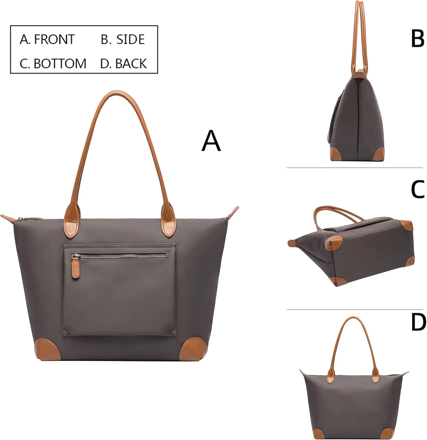 DORIS&JACKY Tote Bag For Women Large Lightweight Designer Leather Nylon Work Shoulder Bag And Foldable Travel Purse
