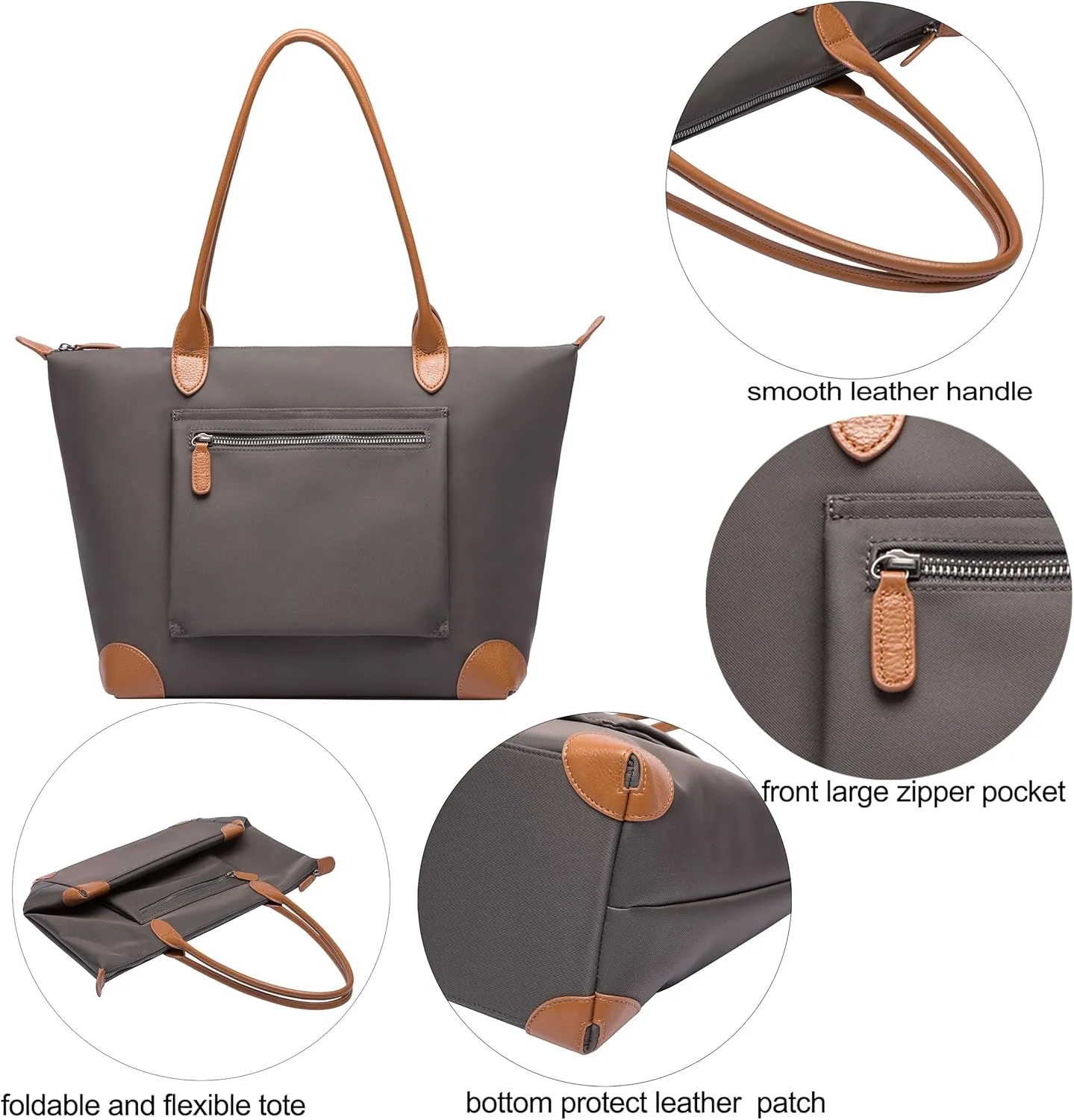DORIS&JACKY Tote Bag For Women Large Lightweight Designer Leather Nylon Work Shoulder Bag And Foldable Travel Purse