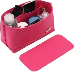 Doxo Purse Organizer Insert & Base Shaper 2pc Set, Felt Handbag & Tote Bag Fit L Speedy 35 Nererfull MM More(L-Rose)
