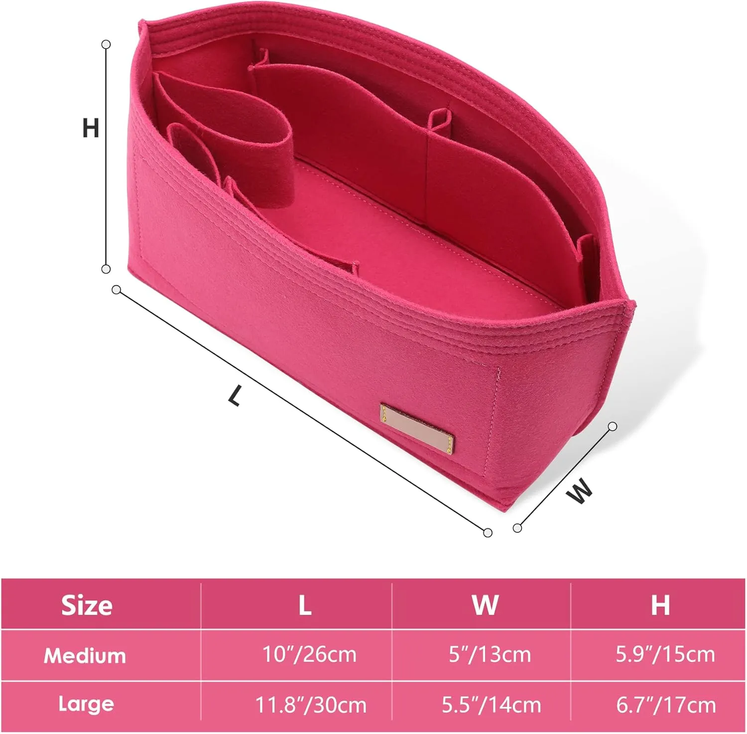 Doxo Purse Organizer Insert & Base Shaper 2pc Set, Felt Handbag & Tote Bag Fit L Speedy 35 Nererfull MM More(L-Rose)