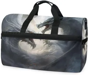 Dragon Fight Travel Duffel Bag Luggage Sports Gym Bags With Shoes Compartment Large Capacity Lightweight Duffle Bag For Men Women