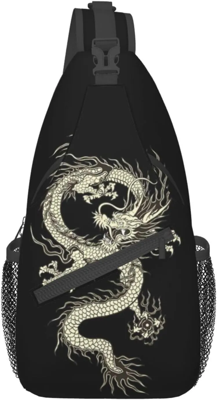 Dragon Shoulder Bag Mens Sling Backpack Daypack Casual Backpack Hiking Bag Cool Backpack Bag