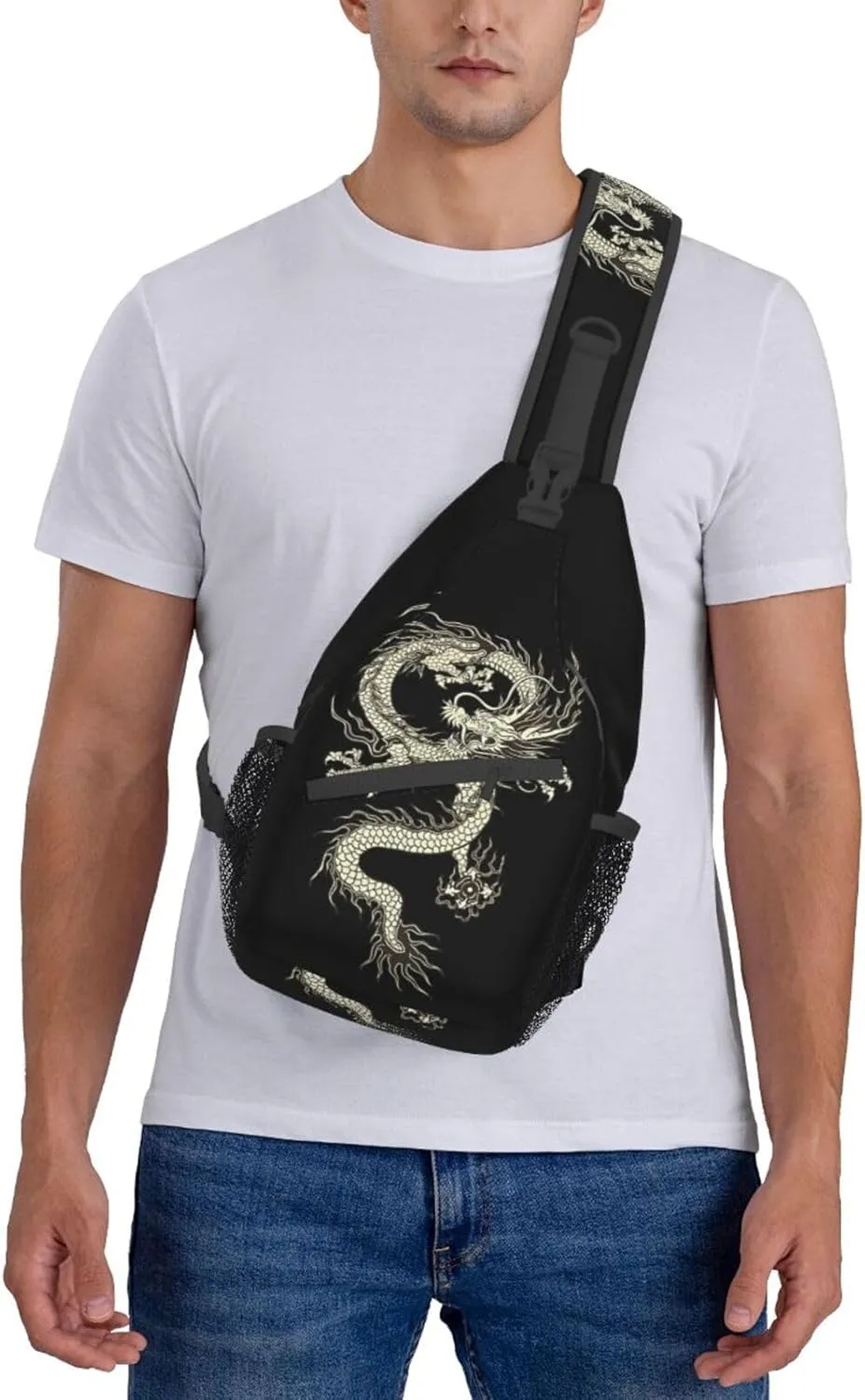 Dragon Shoulder Bag Mens Sling Backpack Daypack Casual Backpack Hiking Bag Cool Backpack Bag