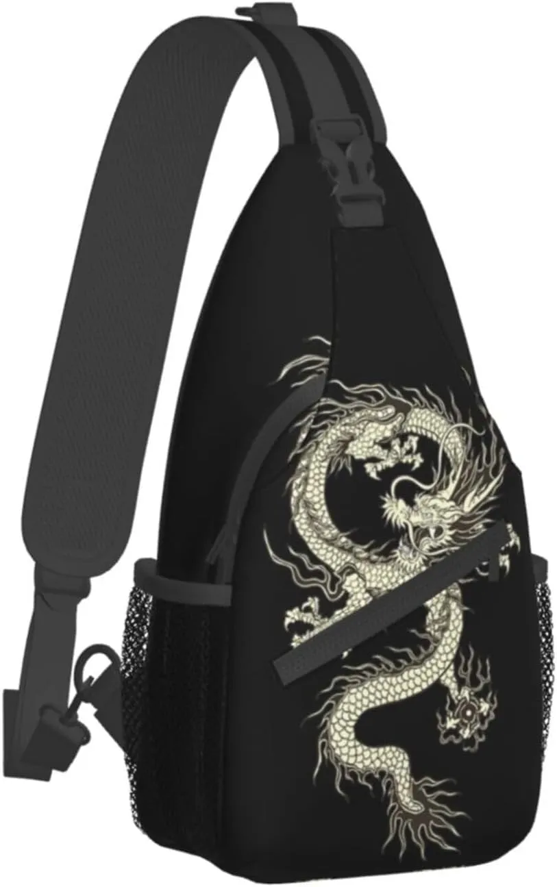 Dragon Shoulder Bag Mens Sling Backpack Daypack Casual Backpack Hiking Bag Cool Backpack Bag