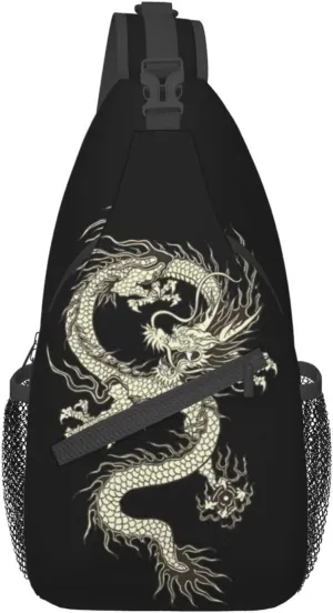 Dragon Shoulder Bag Mens Sling Backpack Daypack Casual Backpack Hiking Bag Cool Backpack Bag