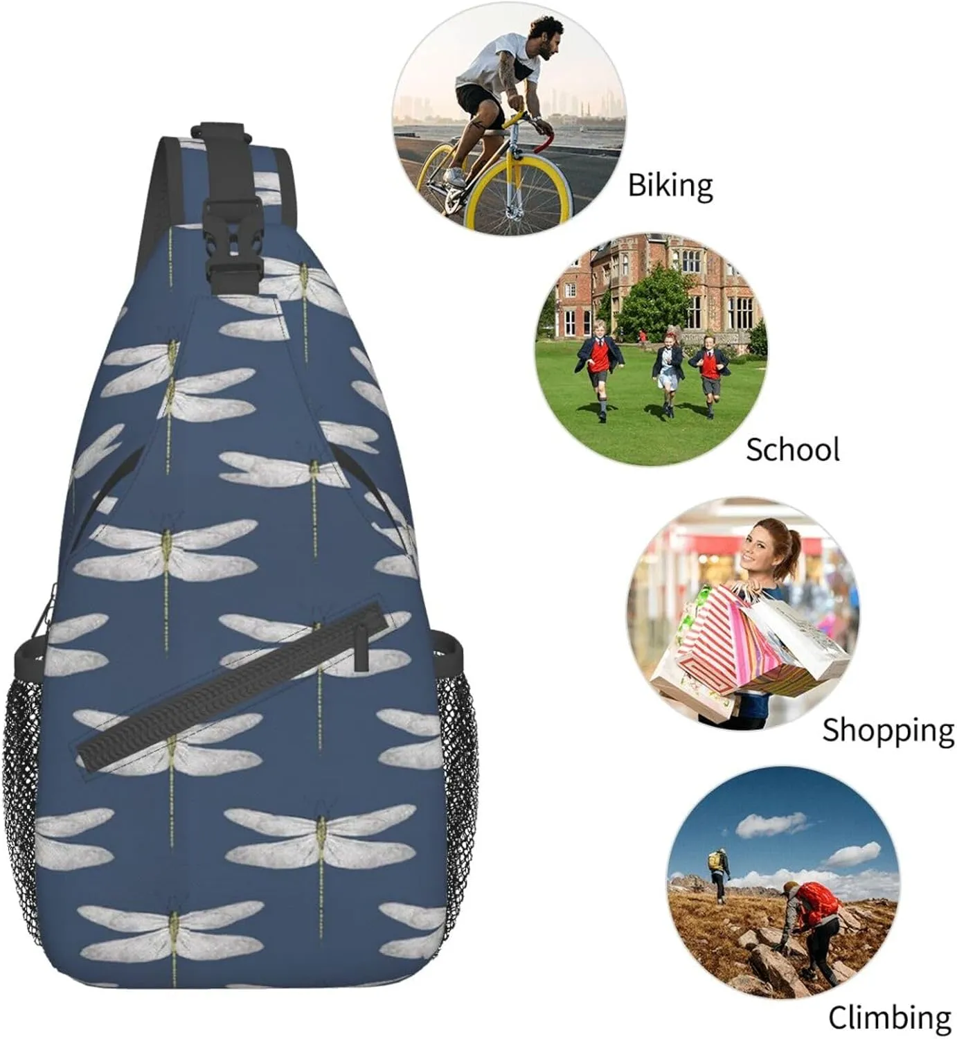 Dragonfly Shoulder Bag Cute Sling Backpack Daypack Casual Backpack Hiking Bag Womens Backpack Bag