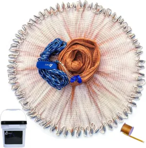 Drasry Saltwater Fishing Cast Net for Bait Trap with Heavy Sinkers Fish Throw Net. Size 3ft/4ft/5ft/6ft/7ft/8ft/9ft/10ft Radius Freshwater Nets