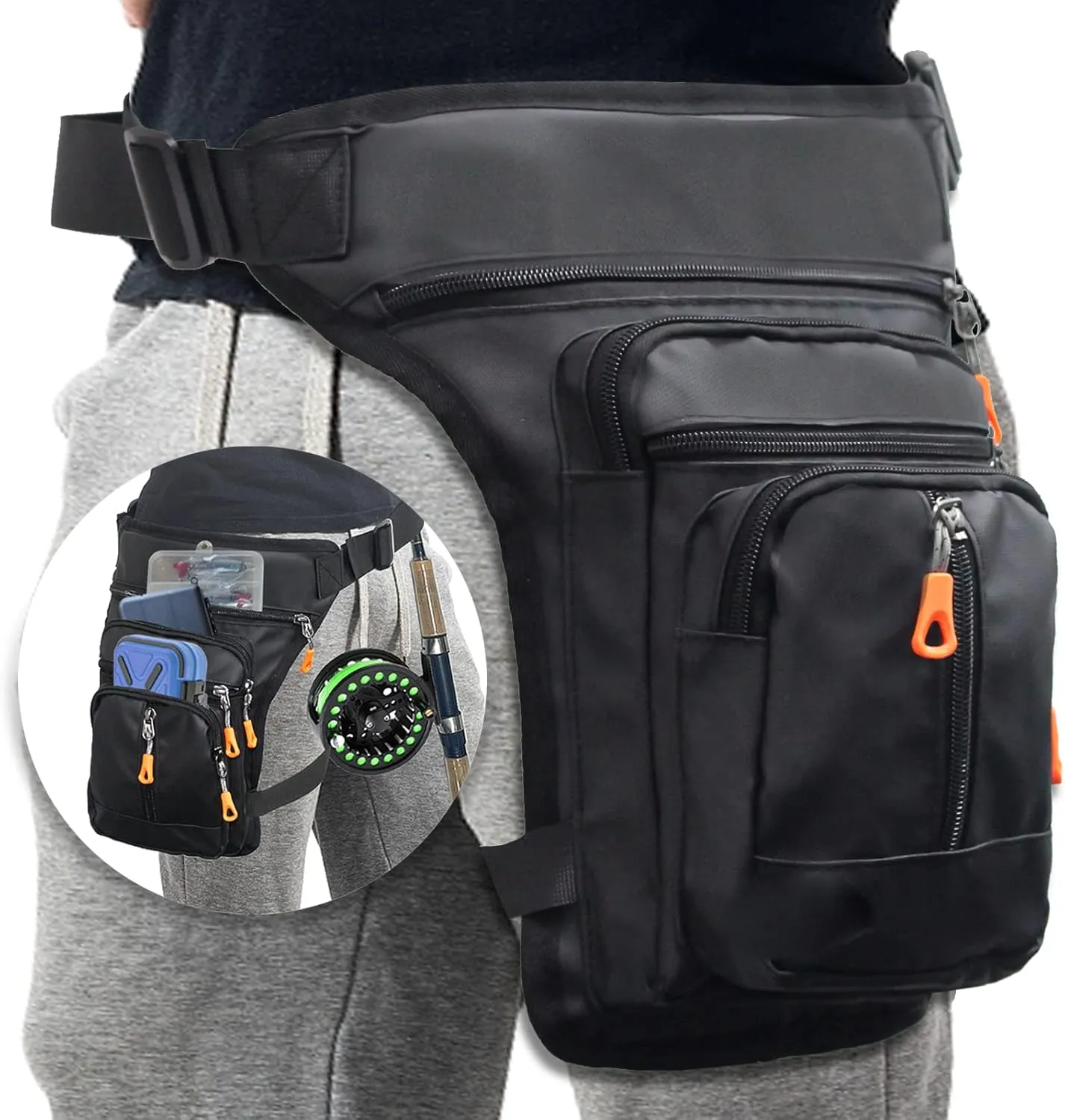 Drop Leg Fishing Tackle Bag for Men and Women - Outdoor Backpack for Fly Fishing, Hiking, Traveling, and Cycling - Waist Bag