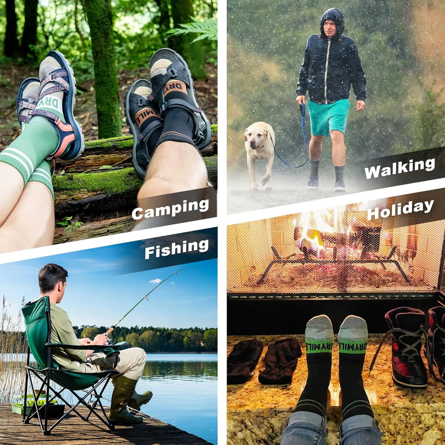 DRYMILE Mountain Waterproof Wool Socks, Winter Waterproof Socks for Wading, Camping, Hiking, Fishing, Skiing - Crew