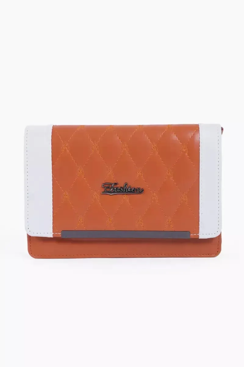 Dual Color Trendy Sling Bag for Women and Girls - Brown