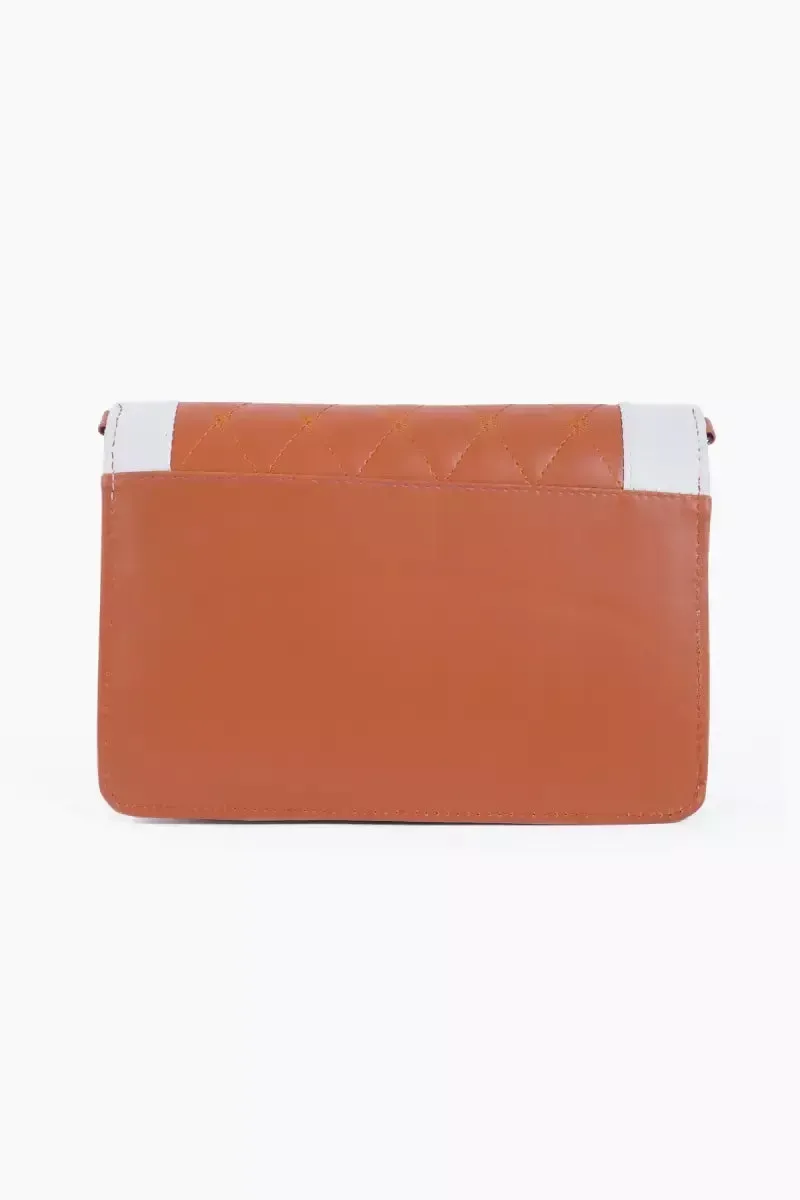 Dual Color Trendy Sling Bag for Women and Girls - Brown