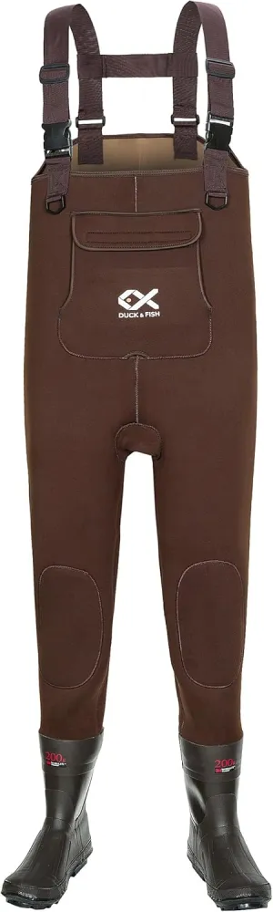 Duck and Fish Brown Neoprene 200G Thinsulate Hunting Fishing Bootfoot Chest Wader