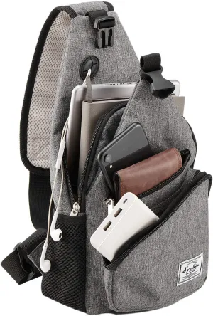 d'yallee 15.4" Sling Bag for Men Crossbody Shoulder Chest Bags Nylon for Travel Gym Sport Hiking with USB Charger Port …
