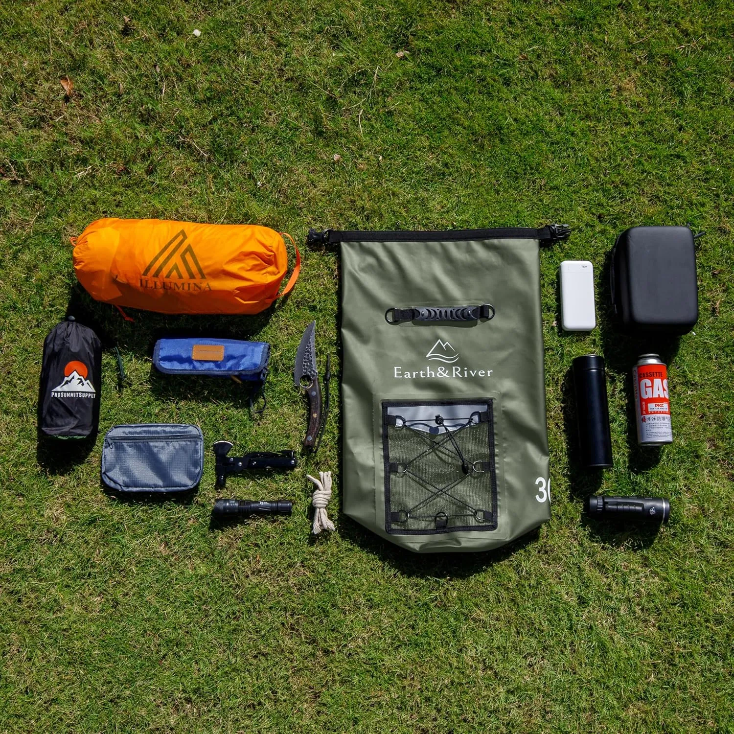 EARTH&RIVER Premium Dry Bag Backpack, Extra Thick, Protection for All Water Activities & Camping, Floating Lightweight Dry Bag with Inside Pocket Storage & IPX8 Waterproof Phone Case (Army Green, 40L)