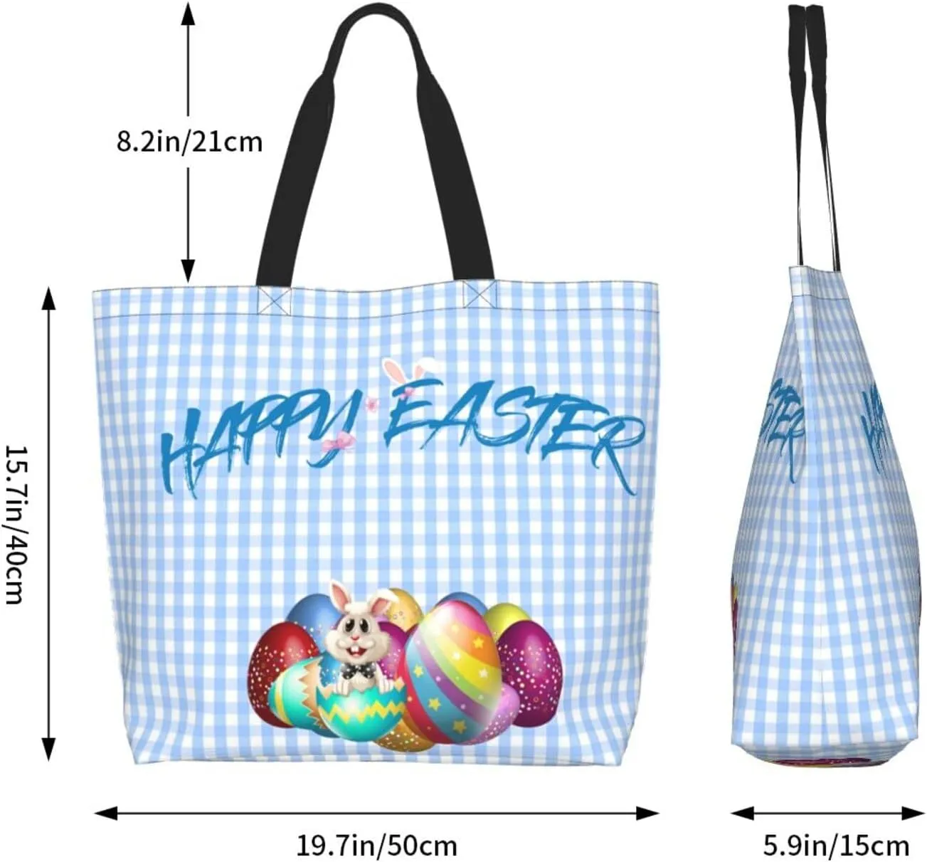 Easter Canvas Tote Bag Happy Easter Shoulder Bag Egg Casual Grocery Bags Easter Bags for Outdoor